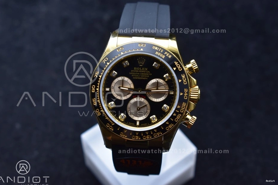 Strap SH4131 1:1 Daytona QF Oysterflex Diamonds V6 Black Best YG Dial on Edition (Weighted) 126518 0403